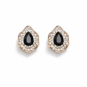 Elegant Black and Gold Teardrop Earrings